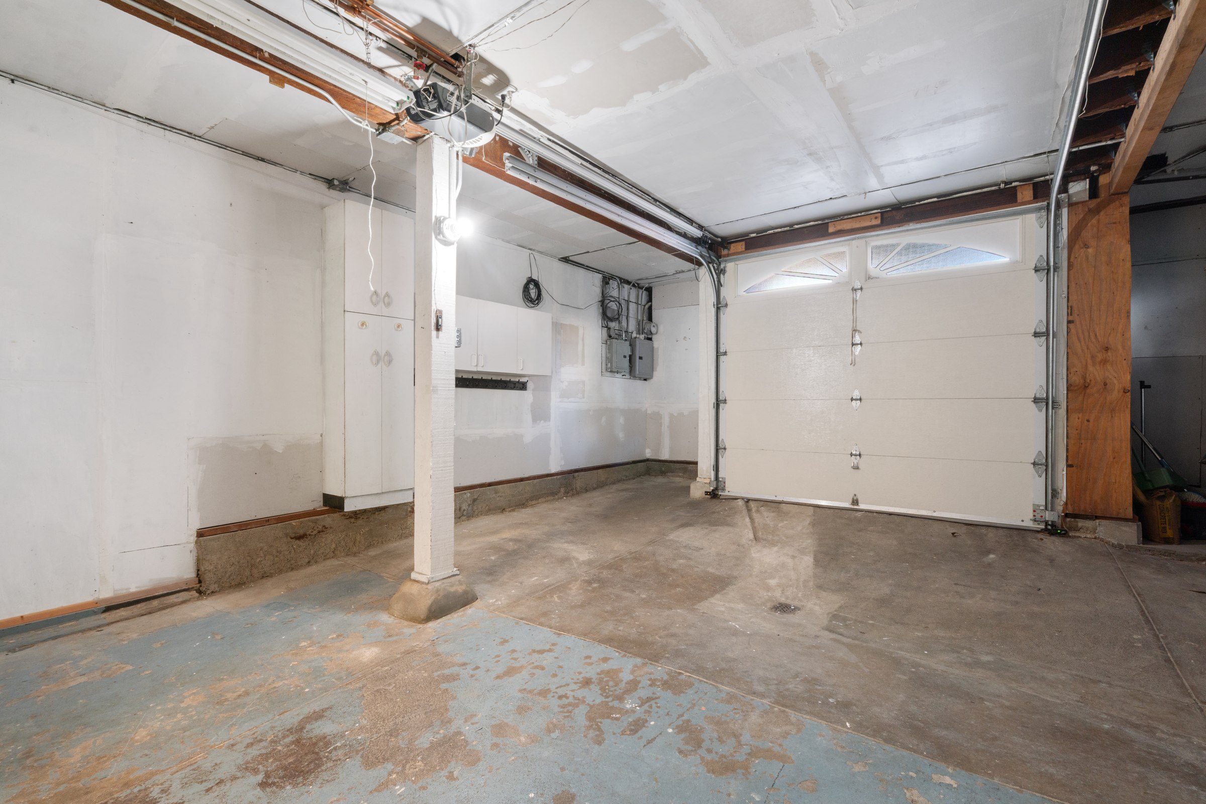 Garage interior with laundry appliances pictured